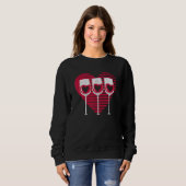 Three Glasses Wine Heart Couples Valentine's Day Sweatshirt (Vorne ganz)