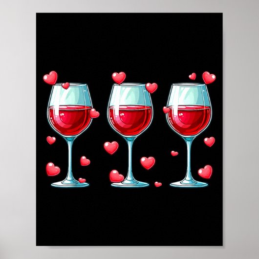 Three Gles Of Wine Valentine's Day Couple Funny Dr Poster (Vorne)