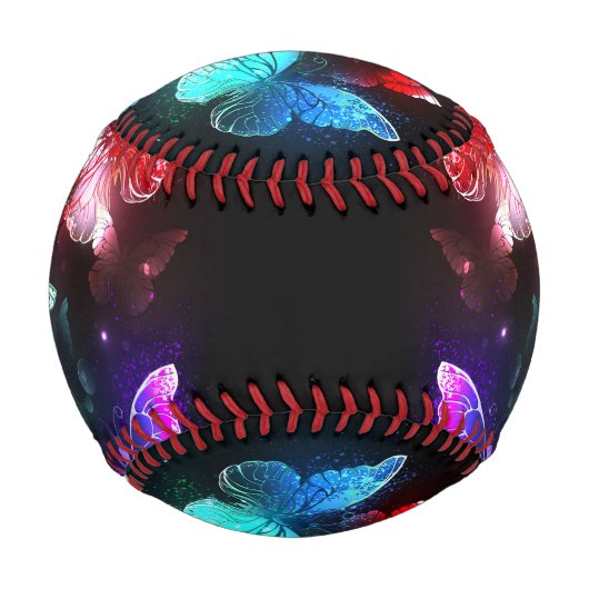 Three Glowing Butterflies on night background Baseball (Rückseite)