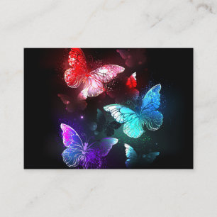 Three Glowing Butterflies on night background Begleitkarte