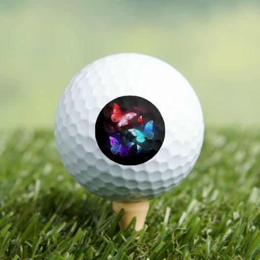 Three Glowing Butterflies on night background Golfball (Insitu T-Shirt)