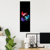 Three Glowing Butterflies on night background Poster (Heimbüro)
