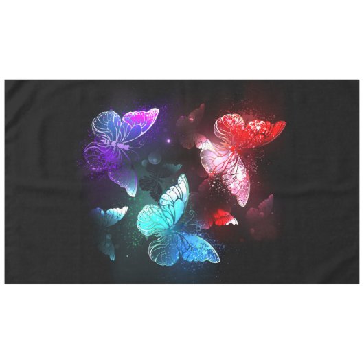 Three Glowing Butterflies on night background Tischdecke (Vorderseite (Horizontal))