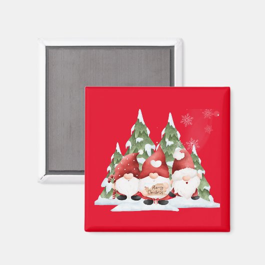 Three Gnome Christmas Magnet (Vorderseite/Rückseite)