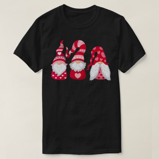 Three Gnomen Holding Heart Leopard Happy Valentine T-Shirt (Design vorne)