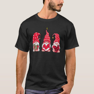 Three Gnomen Holding Heart Leopard Happy Valentine T-Shirt