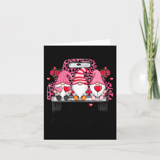 Three Gnomes And Leopard Truck Happy Valentine's D Karte (Vorderseite)