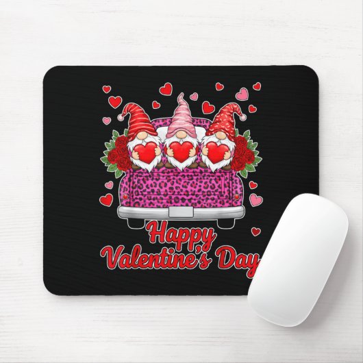 Three Gnomes And Leopard Truck Happy Valentine's D Mousepad (Mit Mouse)