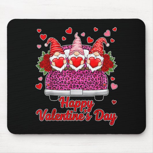 Three Gnomes And Leopard Truck Happy Valentine's D Mousepad (Vorne)