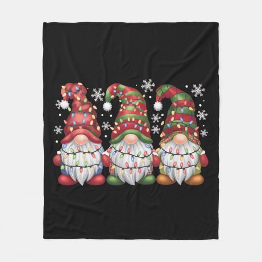 Three Gnomes Buffalo Kariert Red Christmas Fleecedecke (Vorderseite)