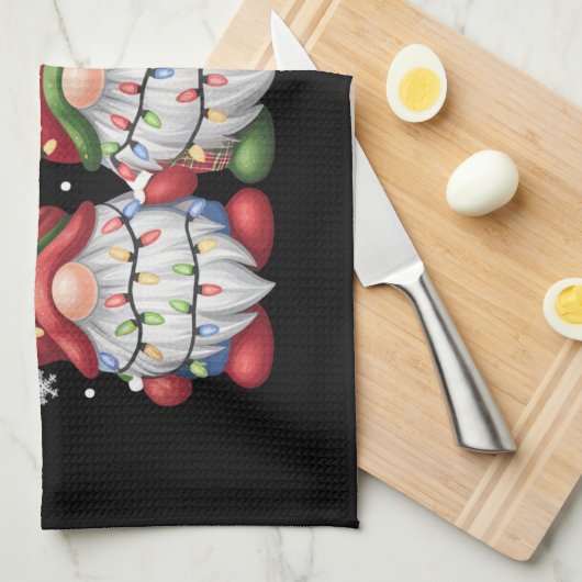 Three Gnomes Buffalo Kariert Red Christmas Geschirrtuch (Viertel Falte)