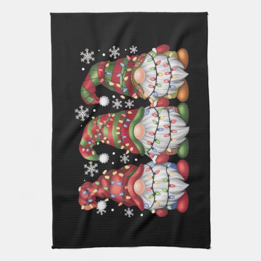 Three Gnomes Buffalo Kariert Red Christmas Geschirrtuch (Vertikal)