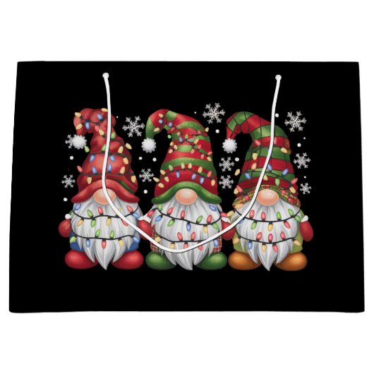 Three Gnomes Buffalo Kariert Red Christmas Große Geschenktüte (Vorderseite)