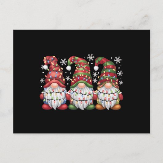 Three Gnomes Buffalo Kariert Red Christmas Postkarte (Vorderseite)