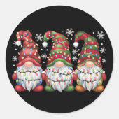 Three Gnomes Buffalo Kariert Red Christmas Runder Aufkleber (Vorderseite)