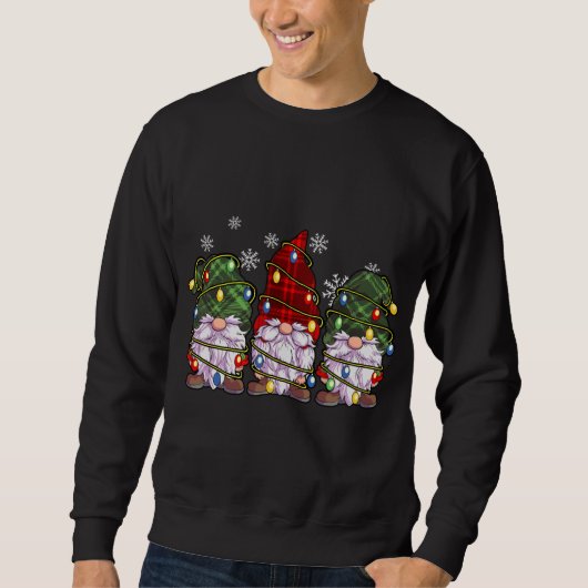 Three Gnomes Buffalo Kariert Red Christmas Sweatshirt (Vorderseite)