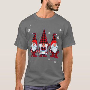 Three Gnomes Buffalo Kariert Red Merry Christmas F T-Shirt