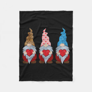 Three Gnomes Holding Heart Funny Valentines Day Co Fleecedecke