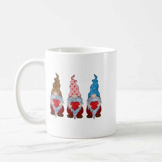 Three Gnomes Holding Heart Funny Valentines Day Co Kaffeetasse (Links)
