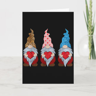 Three Gnomes Holding Heart Funny Valentines Day Co Karte