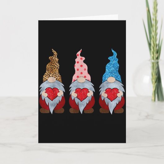Three Gnomes Holding Heart Funny Valentines Day Co Karte (Vorderseite)