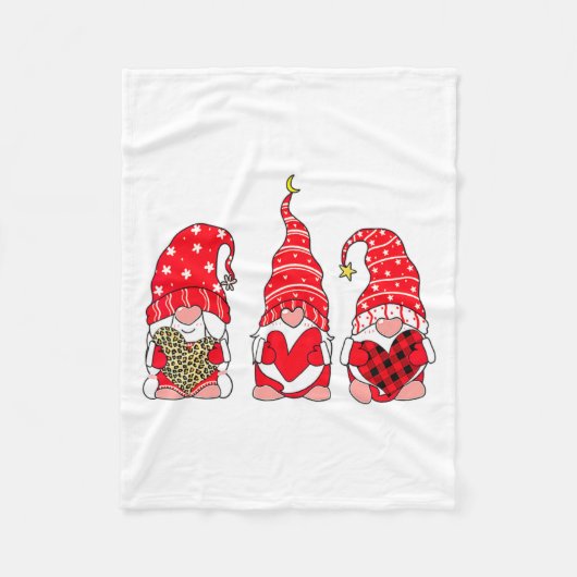 Three Gnomes Holding Heart Leopard Happy Valentine Fleecedecke (Vorderseite)