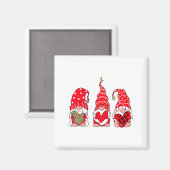 Three Gnomes Holding Heart Leopard Happy Valentine Magnet (Vorderseite/Rückseite)