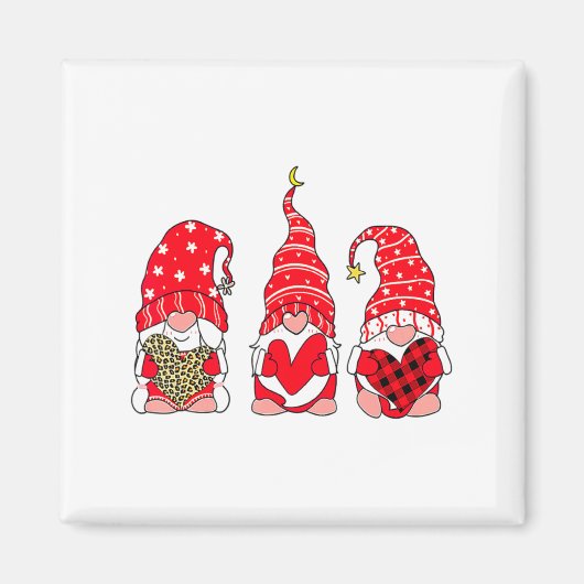 Three Gnomes Holding Heart Leopard Happy Valentine Magnet (Vorne)