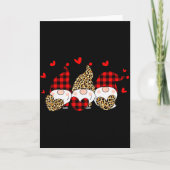 Three Gnomes Holding Hearts Leopard Happy Valentin Karte (Vorderseite)