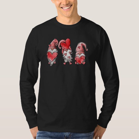 Three Gnomes Holding Hearts Valentines Day T-Shirt (Vorderseite)
