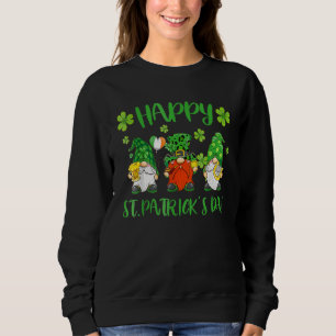 Three Gnomes Holding Kleeblatt Leopard Kariert St  Sweatshirt