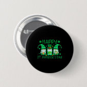 Three gnomes holding shamrock leopard plaid st button (Vorne & Hinten)