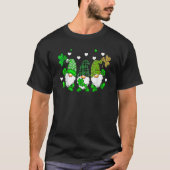 Three Gnomes Holding Shamrock Leopard Plaid St Pat T-Shirt (Vorderseite)