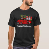 Three Gnomes in Red Truck With Merry Christmas Tre T-Shirt (Vorderseite)