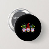 Three Gnomes Men Women Buffalo Plaid Red Christmas Button (Vorne & Hinten)