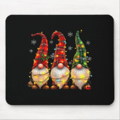 Three Gnomes Men Women Buffalo Plaid Red Christmas Mousepad (Vorne)