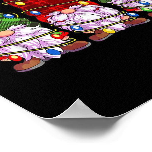 Three Gnomes Men Women Buffalo Plaid Red Christmas Poster (Ecke)