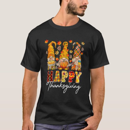 Three Gnomes Pumpkin Fall Season Autumn Happy Than T-Shirt (Vorderseite)