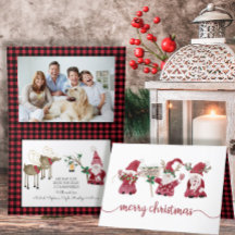 Three Gnomes Reindeer Watercolor Weihnachten Karie