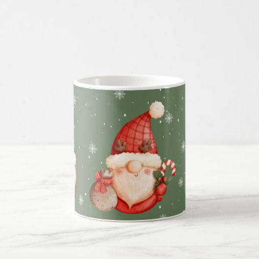 Three Gnomes Snowflake Red Green Weihnachtsgeschen Kaffeetasse (Mittel)