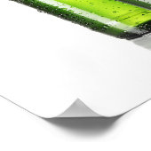 Three green bottles of beer on white background, poster (Ecke)