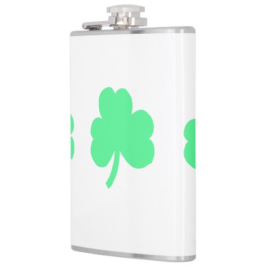 Three Green Shamrock Trinity Flachmann (Links)