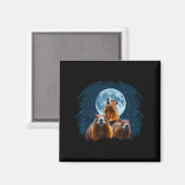 Three Groundhog Head And Moon Happy Groundhog Day  Magnet (Vorderseite/Rückseite)