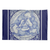 Three Hares Rabbit Blue & White Medallion Bird Kissenbezug (Rückseite)