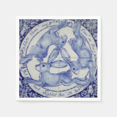 Three Hares Rabbit Blue & White Medallion Bird Serviette (Vorderseite)