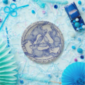 Three Hares Rabbit Blue & White Medallion geplünde Pappteller (Party)