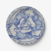 Three Hares Rabbit Blue & White Medallion geplünde Pappteller (Vorderseite)