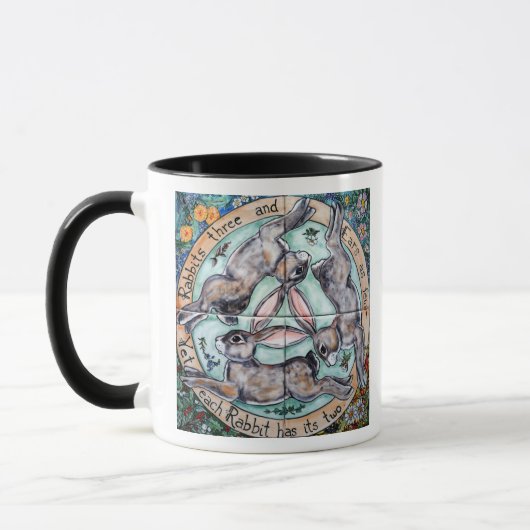Three Hares Rabbit Four Seasons farbenfroh whimsic Tasse (Links)