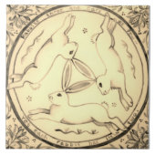 Three Hares Running Rabbit Sepia Mystical Design Fliese (Vorderseite)