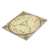 Three Hares Running Rabbit Sepia Mystical Design Fliese (Seite)